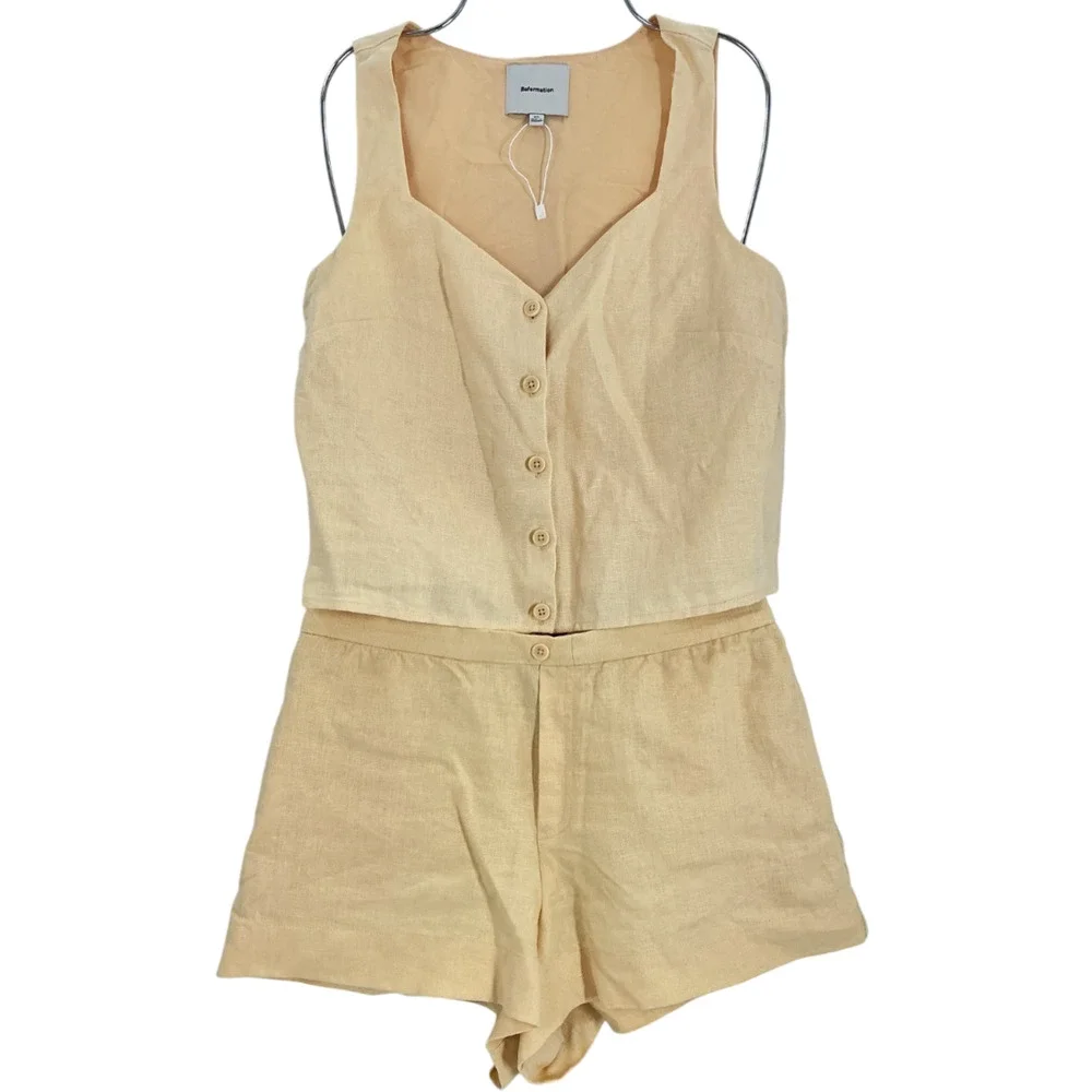 Reformation Sleeveless Yellow Gemma Two Piece Set Size XS